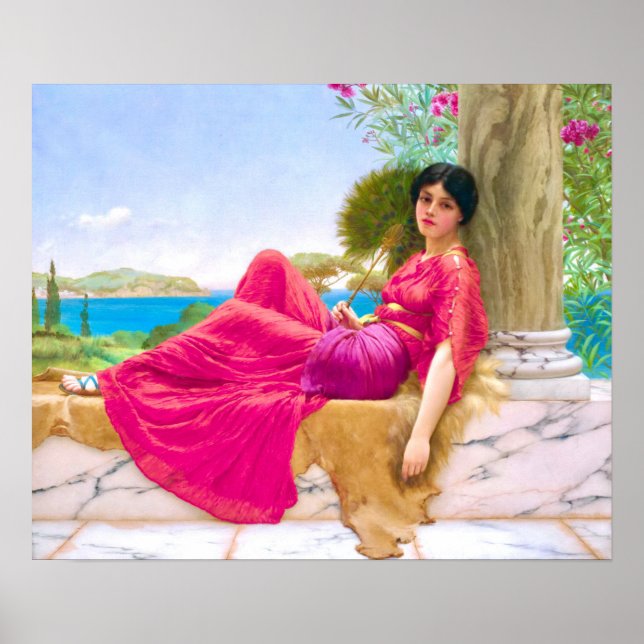 Fantastisk Woman in Fuchsia av John William Godwar Poster (Framsidan)