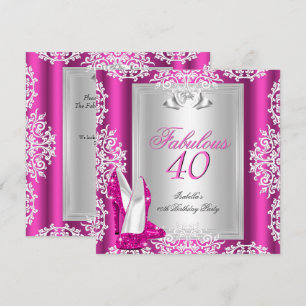 Fantastiska 40 40-årsfest Hot Pink Skor Inbjudningar
