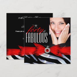 Fantastiska 40 Foto Röd Zebra Svart Vit Födelsedag Inbjudningar