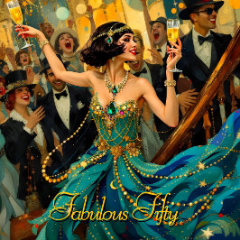 Fantastiska 50 1920 Art deco flapper Grön Juvel Inbjudningar