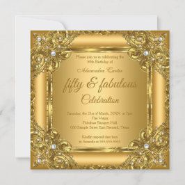 Fantastiska 50-årsfoto Guld på Guld Pärla Party Inbjudningar