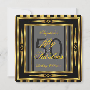 Fantastiska 50 Art Deco Svart Grå Guld Randig Inbjudningar