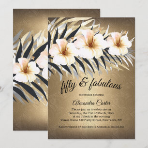 Fantastiska 50 Bruna Beige Silver Hibiskus fest Inbjudningar