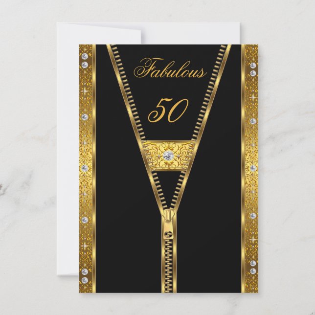 Fantastiska 50 Elegant Dragkedja Diamant Ädelsten  Inbjudningar (Baksida)