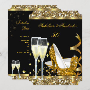 Fantastiska 50 fantastiska födelsedagsfest guld sv inbjudningar