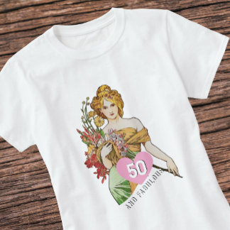 Fantastiska 50, fest, vårgudinna, vintagekonst t shirt