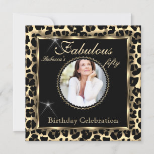 Fantastiska 50 Foto Svart Brons Leopard Födelsedag Inbjudningar