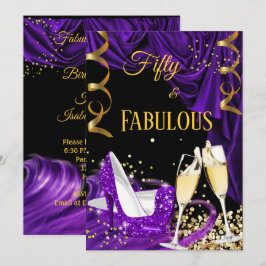 Fantastiska 50 lila champagne-klackar födelsedagsf inbjudningar