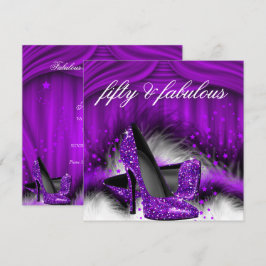 Fantastiska 50 Lila Klackskor 50-årsfirande Inbjudningar