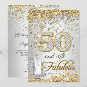 Fantastiska 50 Silver guld Höga klackar fest Inbjudningar