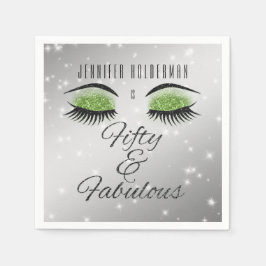 Fantastiska 50 Svarta Gröna Glam Ögon Servetter