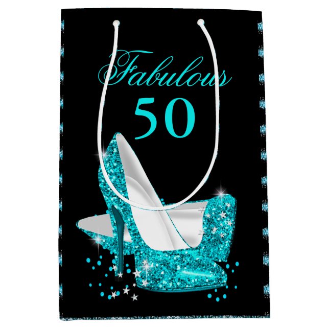 Fantastiska 50 turkosa glitter-höga klackar (Framsidan)