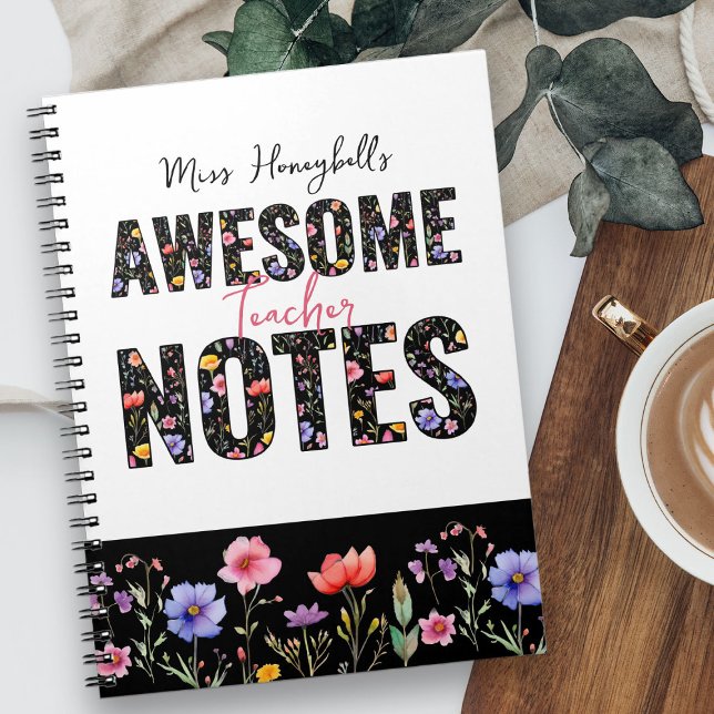 Fantastiska Anteckningar Vacker Vildblomma Anpassa Anteckningsbok (Awesome Notes Notebook - editable for any profession - from my Teacher Gifts Collection)