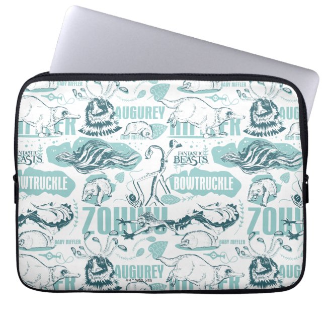 Fantastiska Beaster Blue Mönster Laptop Fodral (Framsidan)
