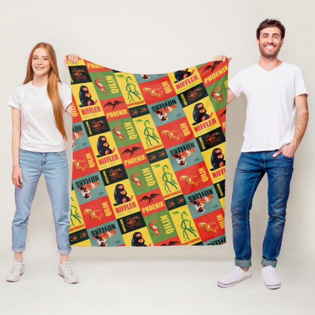 Fantastiska Beaster Vintage Mönster Fleecefilt (På plats)