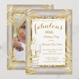 Fantastiska Beige Guld Palmer Champagne Fest Inbjudningar