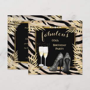 Fantastiska Beige Guld Palmer zebra Champagne Part Inbjudningar