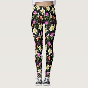 Fantastiska blommor i färg leggings