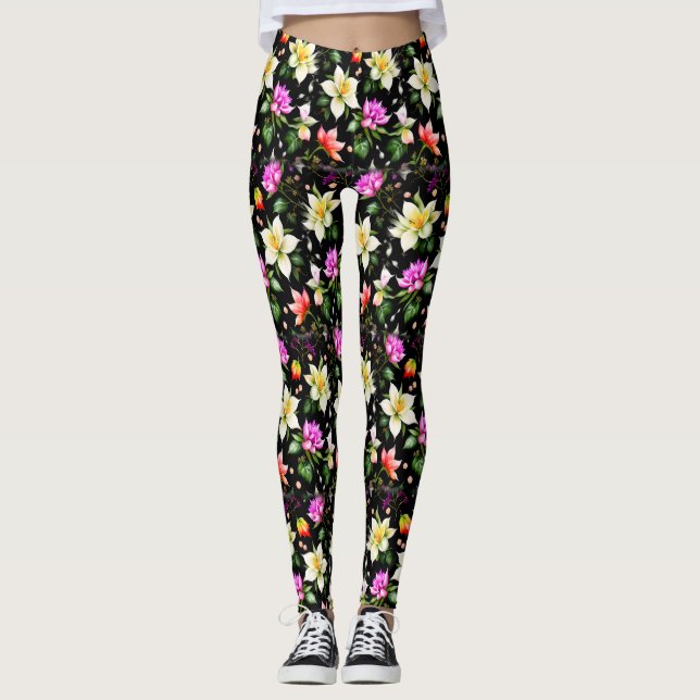 Fantastiska blommor i färg leggings (Framsida)