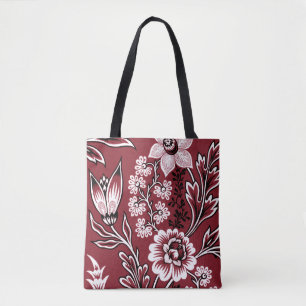 Fantastiska blommor (Maroon) finkonst Tygkasse