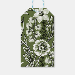 Fantastiska blommor (mossgrön) finkonst presentetikett