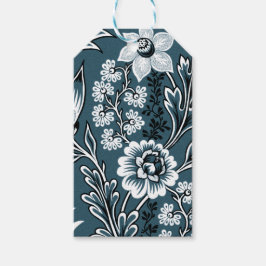 Fantastiska blommor (skiffergrön) finkonst presentetikett