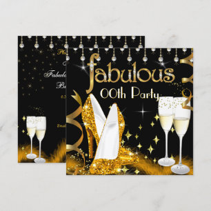 Fantastiska Champagne Party Glitter Guld Höga Klac Inbjudningar