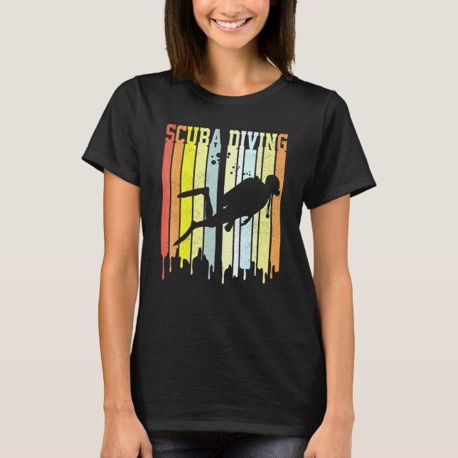 Fantastiska Coola Textränder Vintage Retro  Scuba  T Shirt (Framsida)