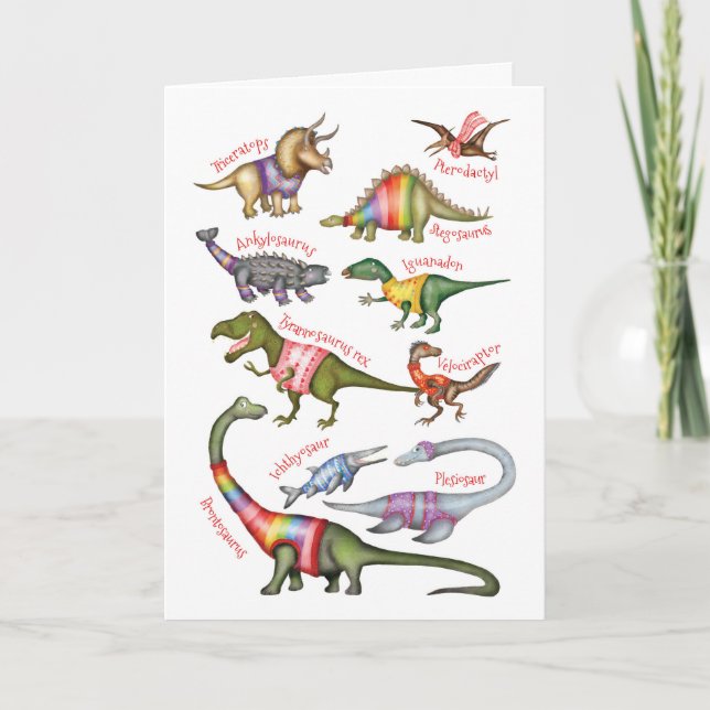 Fantastiska dinosaurier tom hälsningskort kort (Framsida)
