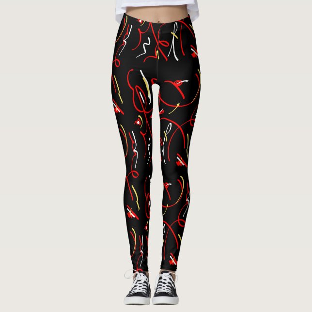 Fantastiska Eldflammor Abstrakt Tryck Leggings (Framsida)