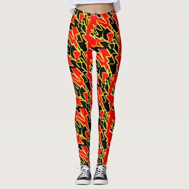 Fantastiska Eldflammor Abstrakt Tryck Leggings (Framsida)