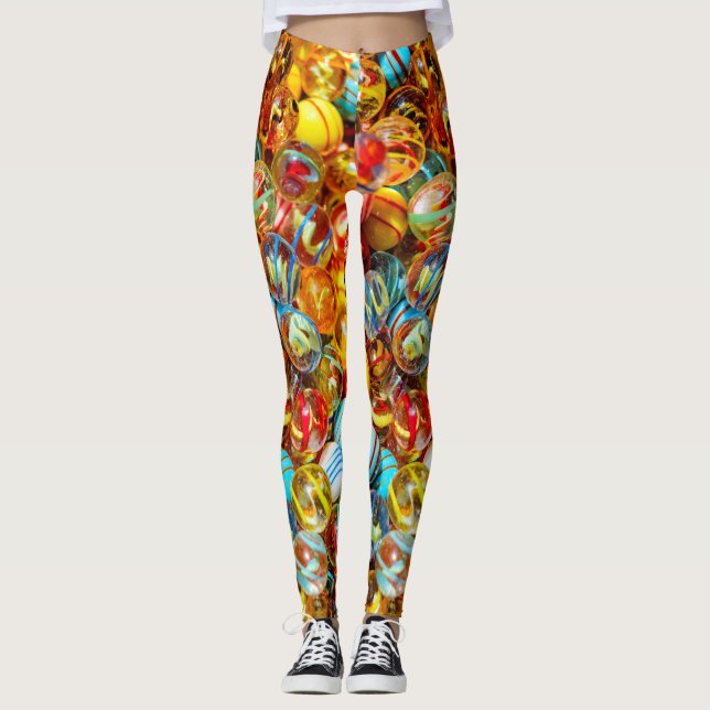 Fantastiska färgrika neonmarmorar leggings (Framsida)