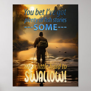 Fantastiska fiskhistorier - Fiske i en bergsbäck Poster