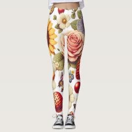 Fantastiska frukter och doftande blommor leggings