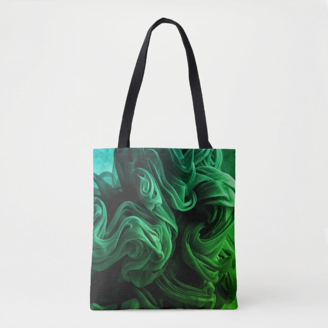 Fantastiska gröna + mörkgröna virvlar på denna åte tygkasse (Framsida)