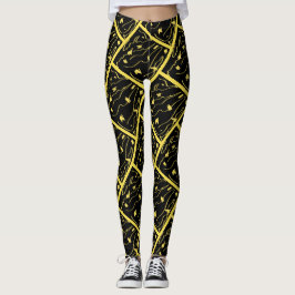 Fantastiska gula universum abstrakta tryckta leggi leggings