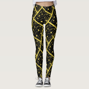 Fantastiska gula universum abstrakta tryckta leggi leggings