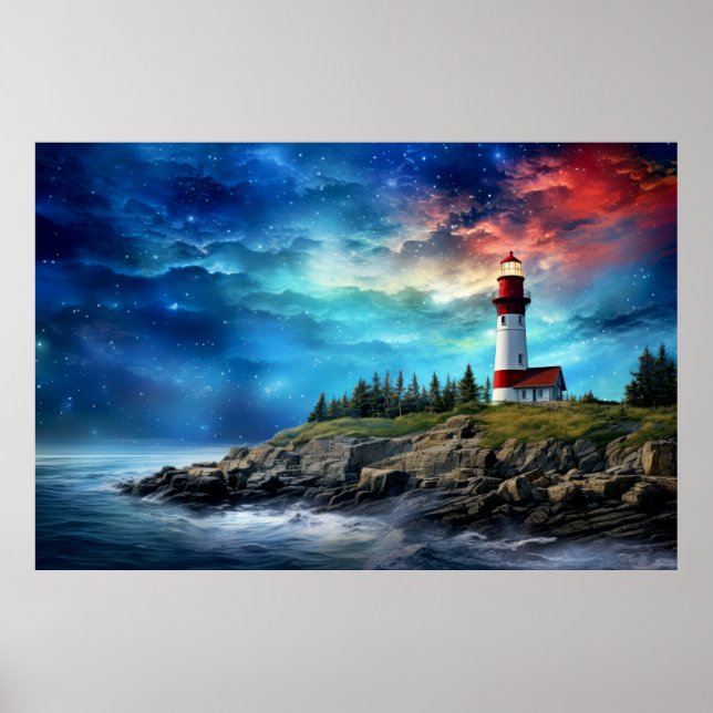 Fantastiska landskapsbilder i världens fyr- och na poster (Framsidan)