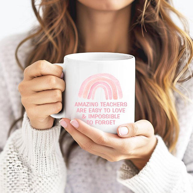 Fantastiska Lärare är Lätta att Älska Rosa Regnbåg Kaffemugg (Skapare uppladdad)