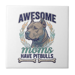 Fantastiska Mamma Har Pitbulls Hund Ben Krans Kakelplatta