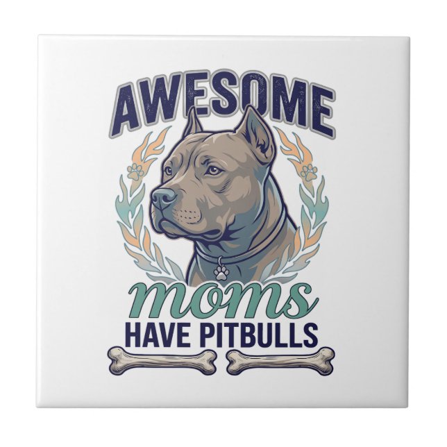 Fantastiska Mamma Har Pitbulls Hund Ben Krans Kakelplatta (Framsidan)