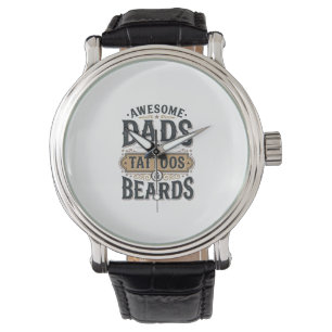 Fantastiska pappor har tatueringar och skägg vinta armbandsur