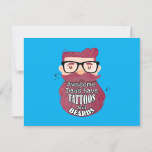 Fantastiska pappor har tatueringar och skägg vykort