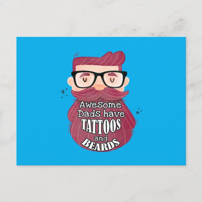 Fantastiska pappor har tatueringar och skägg vykort (Framsida)