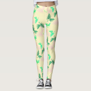 Fantastiska Pastell Palmträd Blad Tropiska Legging