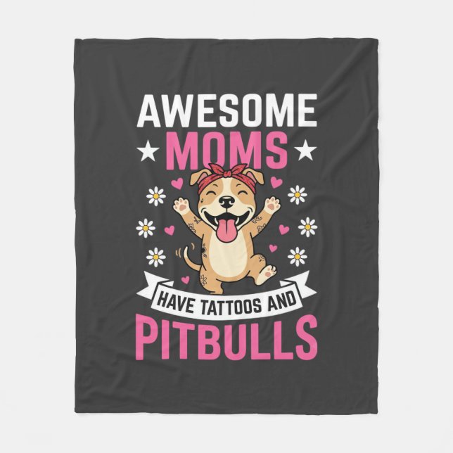 Fantastiska Pitbull-mammor Har Tatueringar Rolig H Fleecefilt (Framsidan)