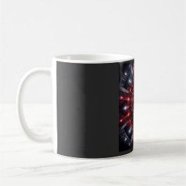 Fantastiska röda/svarta rutiga Mandelbrotstjärnorn Kaffemugg