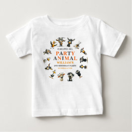 Fantastiska roliga djur 2-års födelsedagsfest t shirt
