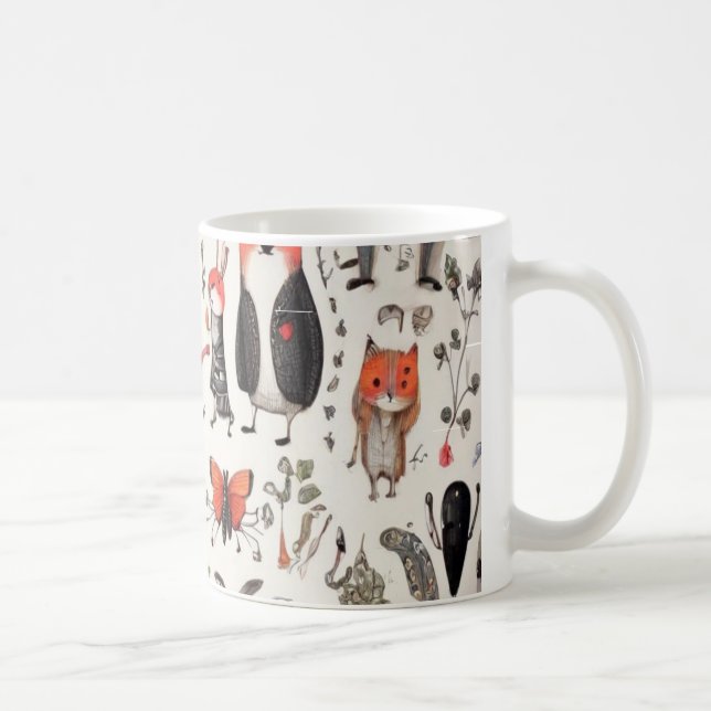 Fantastiska Sagoboksväsen Illustrerad Mönster Kaffemugg (Höger)