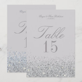 Fantastiska Silverglitter Bröllopsbord Nummerkort Inbjudningar